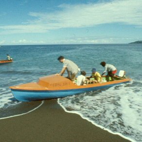 A outboard canoe