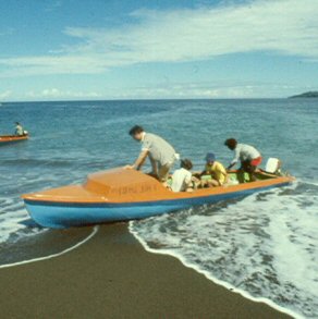 A outboard canoe