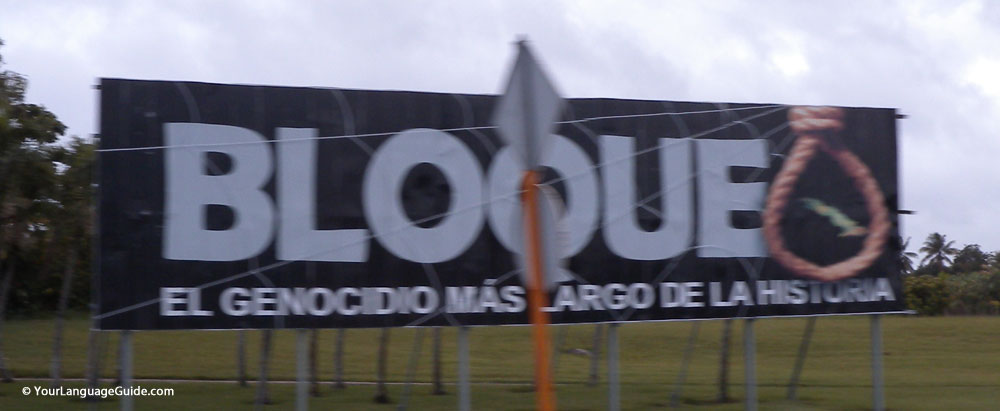 "Blockade - the longest genocide in history," proclaims the sign