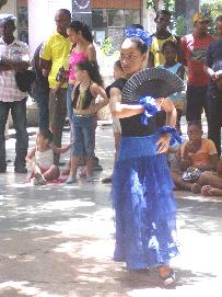 Cuban Girl in Blue Dress Dancing