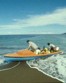 Fiberglass canoe in the South Pacific