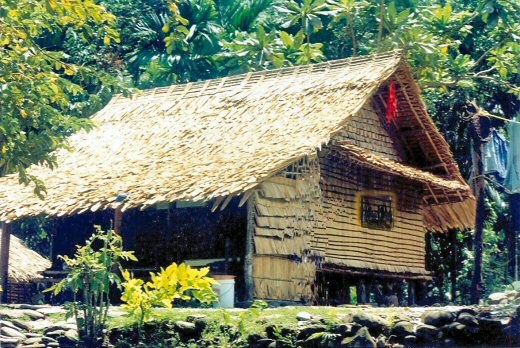 Leaf house in a Solomon Islands village